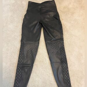 Black faux leather spanx leggings
